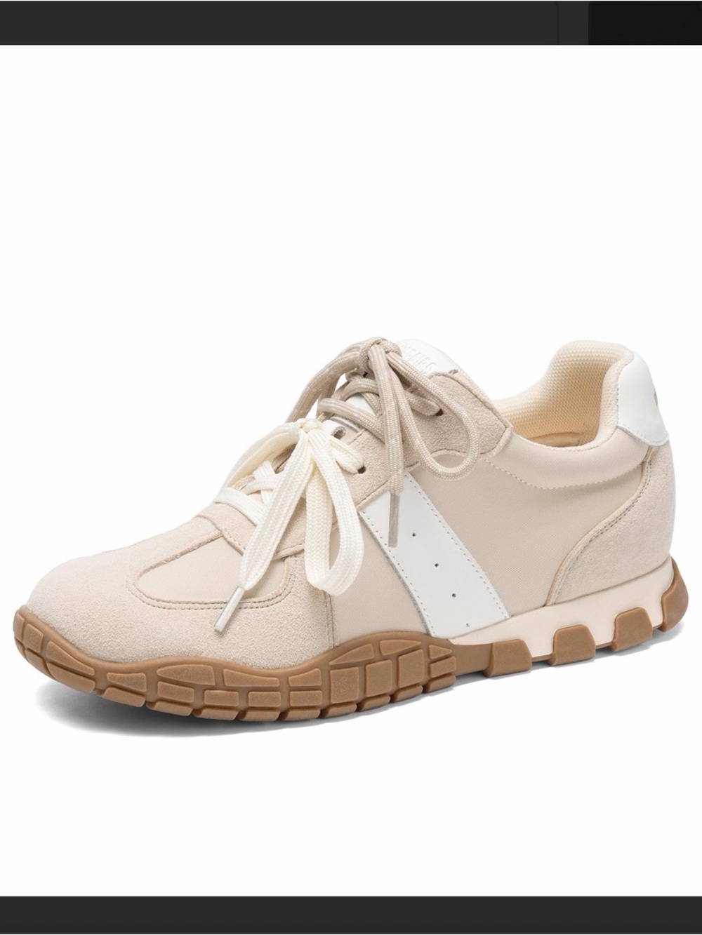 Dream Pairs Beige and White Lace-Up Casual Sneaker